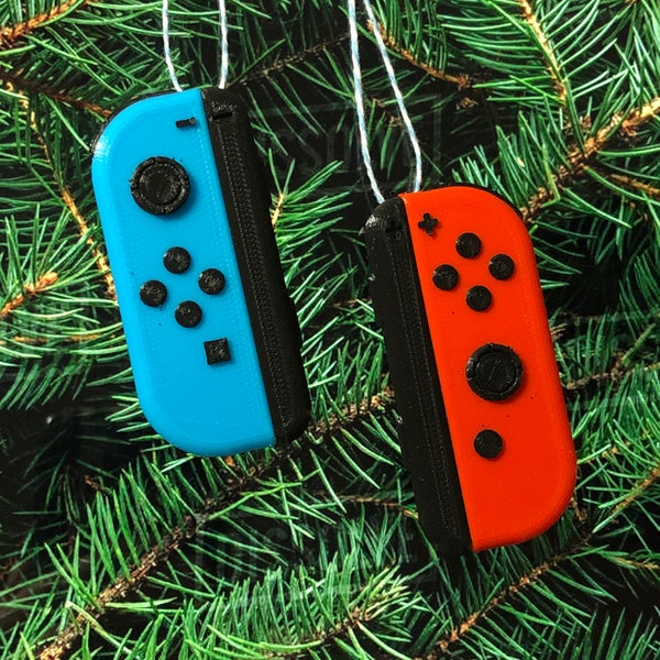 Pair of Switch Inspired Joycon Red-Blue Ornament - Gift for Gamer, Throwback Gaming, Birthday, Holiday, Console, Graduation