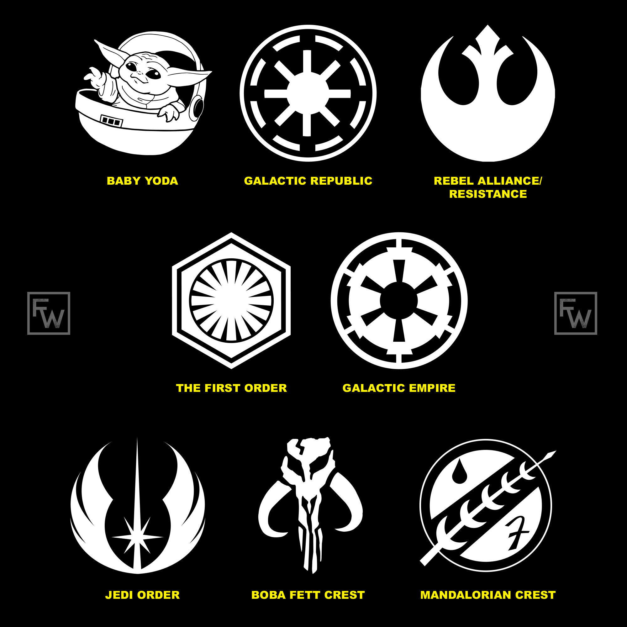 Jedi Orden Icono Símbolo Insignia Etiqueta de Vinilo para Etsy