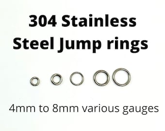 Stainless Steel Jump Rings, 304 Stainless Steel, Various Sizes and Gauges, 100 Pieces per Package, non Tarnishing Jump Rings