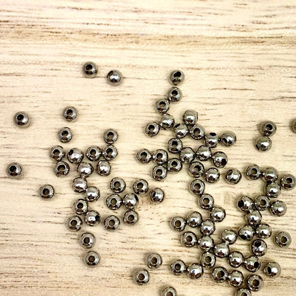 Steel Beads, Stainless Steel Spacer Beads, Small Metal Accent Beads for Making Jewelry, Steel balls for Beading, 304 Stainless Steel, 3mm