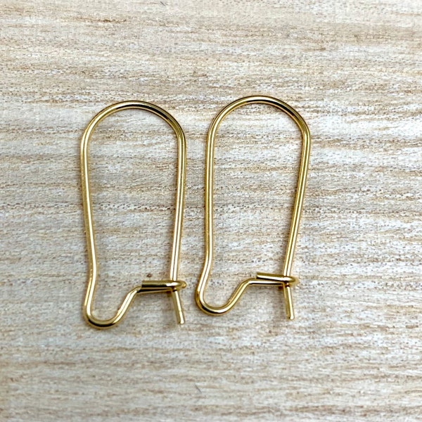 Gold Kidney Wires, Gold Surgical Stainless Steel, Kidney Ear wires, Earring Findings, 304 Steel, Qty 10 Pairs, STF013-10pr