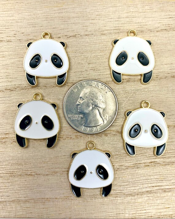 Panda Charms Enamel Panda Bear Charms Gold Tone Enamel Charms 20 Pcs