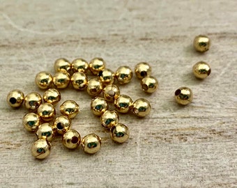 Stainless Steel Spacer Beads, Gold Plated Steel Beads, Small Gold Tone Accent Beads for Making Jewelry, Steel balls for Beading