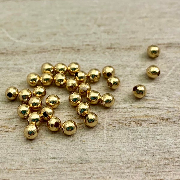 Stainless Steel Spacer Beads, Gold Plated Steel Beads, Small Gold Tone Accent Beads for Making Jewelry, Steel balls for Beading