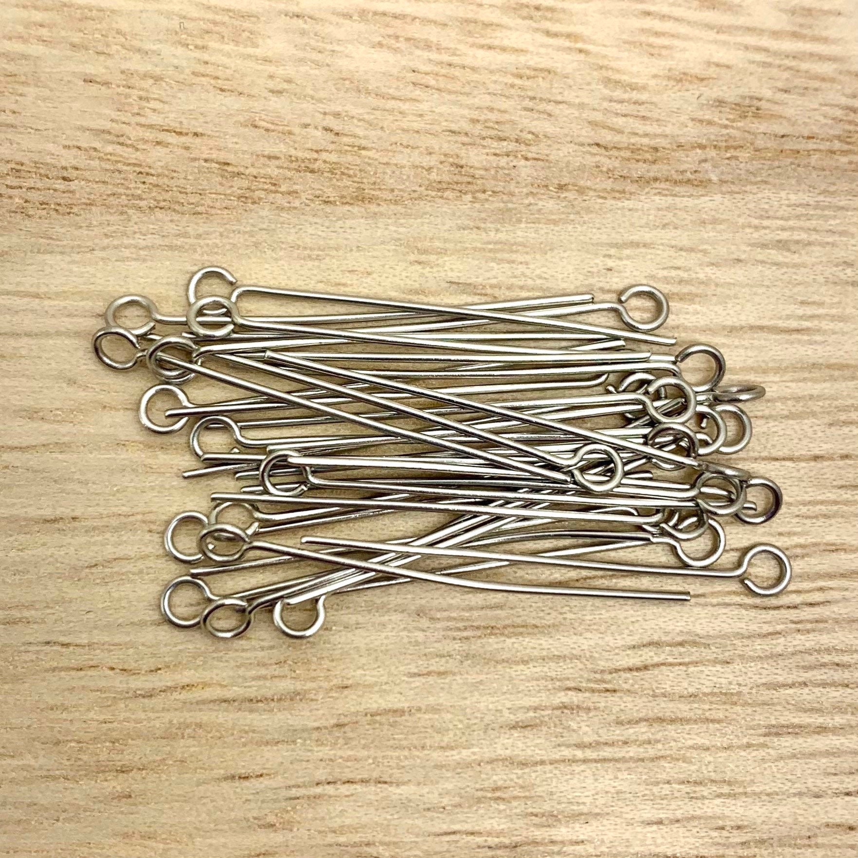 50mm Jewelry Pins, Flat Head, Ball Head and Eye Pins, Stainless