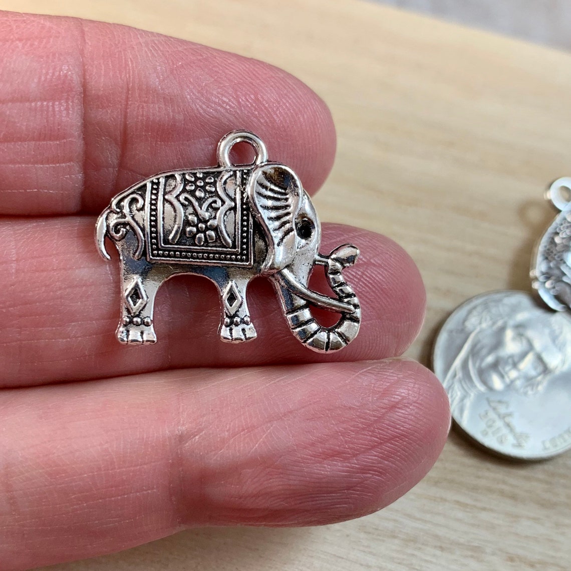 Elephant Charms Bright Silver Elephant Charms 2 Sided Etsy