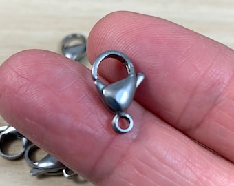 Stainless Steel Lobster Clasps, Qty 25, 15x9mm Clasps, Tarnish Resistant, Hypoallergenic, Stainless Findings