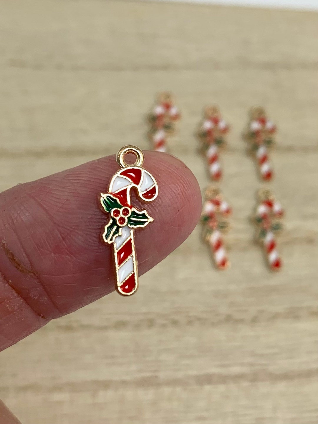 Candy Cane Charms Christmas Candy Pendants Enamel Christmas Etsy