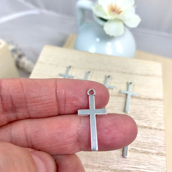 Christian Charms for Jewelry Making Cross Charms Silver Cross Charms  Christian Simple Cross Pendants 30 Cross Charm Bulk Pendant DIY Jewelry 