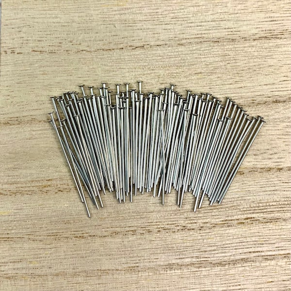 Stainless Steel Headpins, Flat Head Pins Stainless, Stainless Findings, Qty 100 Pieces, 20 Gauge, 30mm Long, Non-Tarnishing, SSHP-2030