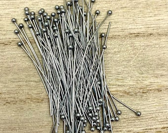 Stainless Steel Ball Pins for Making Jewelry, 304 Steel, 100 Pieces, 22 Gauge, 40mm, Stainless Steel Findings, SS-BP-2240