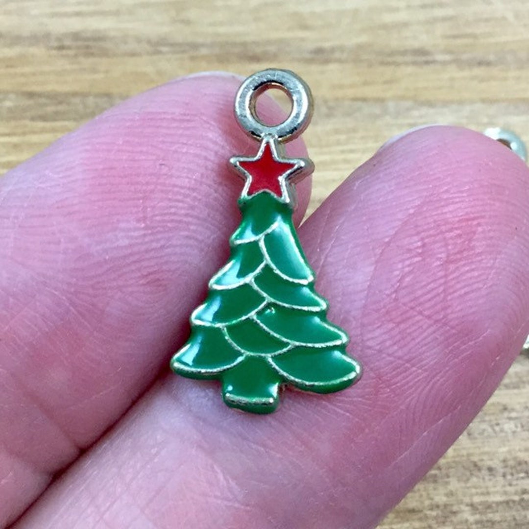 Christmas Tree Charms Small Green Christmas Tree Charms Qty Etsy