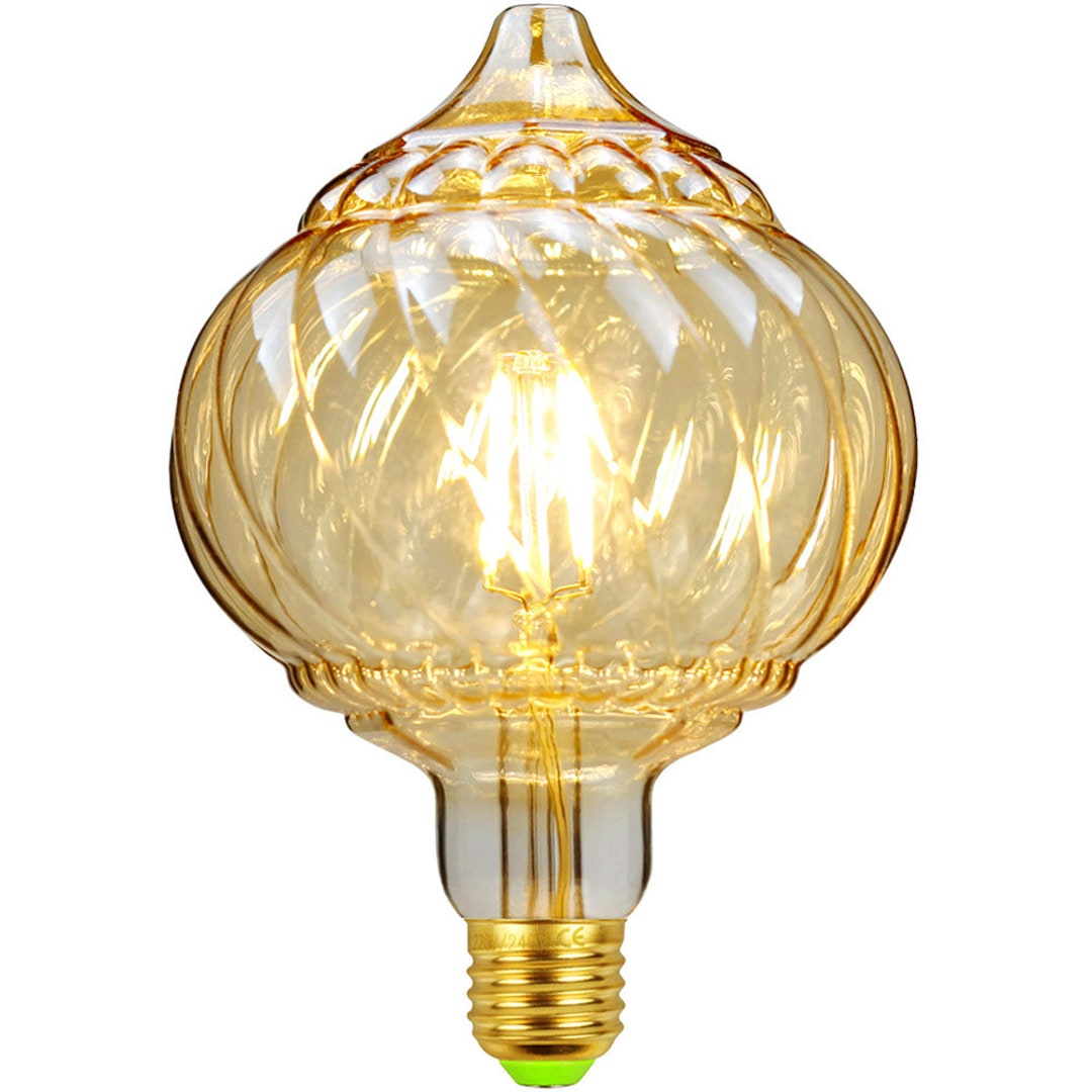 Edison LED Glühbirne G125 - 4W Dimmbare Birne Mit Amber Glas 2000K