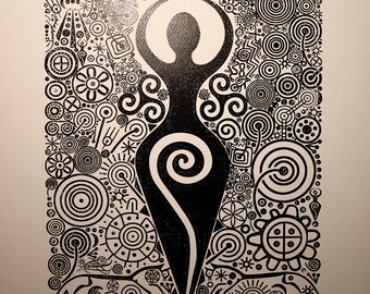 Tribal Goddess block print