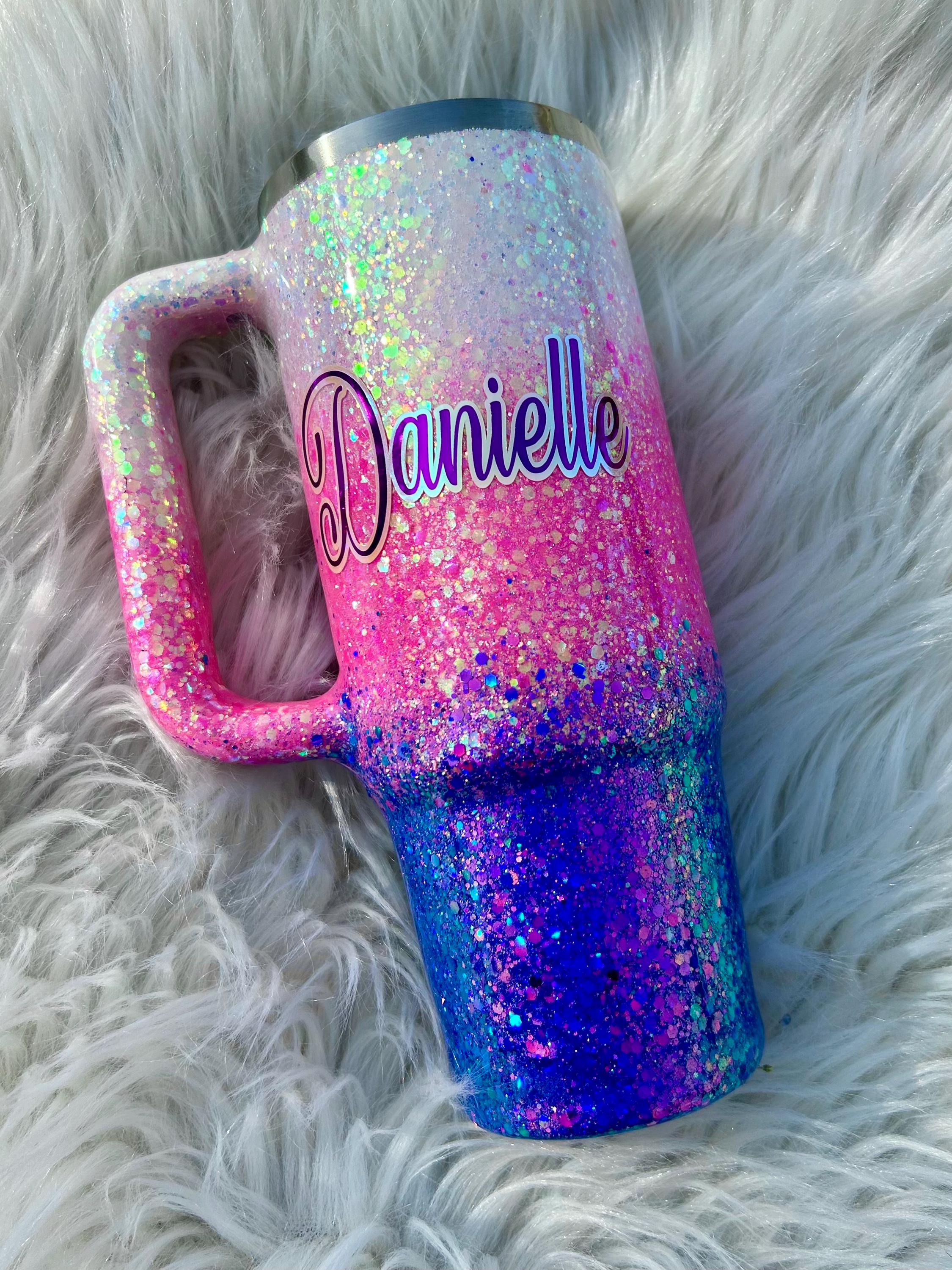Opal Pink Purple Glitter Stanley Tumbler With Handle | 30 40 Oz
