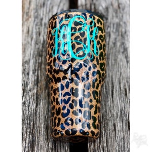 Cheetah Print Glitter Tumbler | Personalized Glitter Dipped | Stainless Steel Tumbler