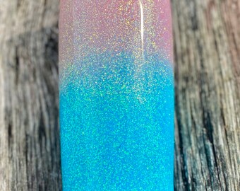 Vaso con purpurina azul + rosa