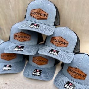 Groomsman Hat | Personalized Groomsman Gift | Wedding Party Hats | Bachelor Party Cap | Leather Patch Hat | Best Man Hat | Groom Custom Cap