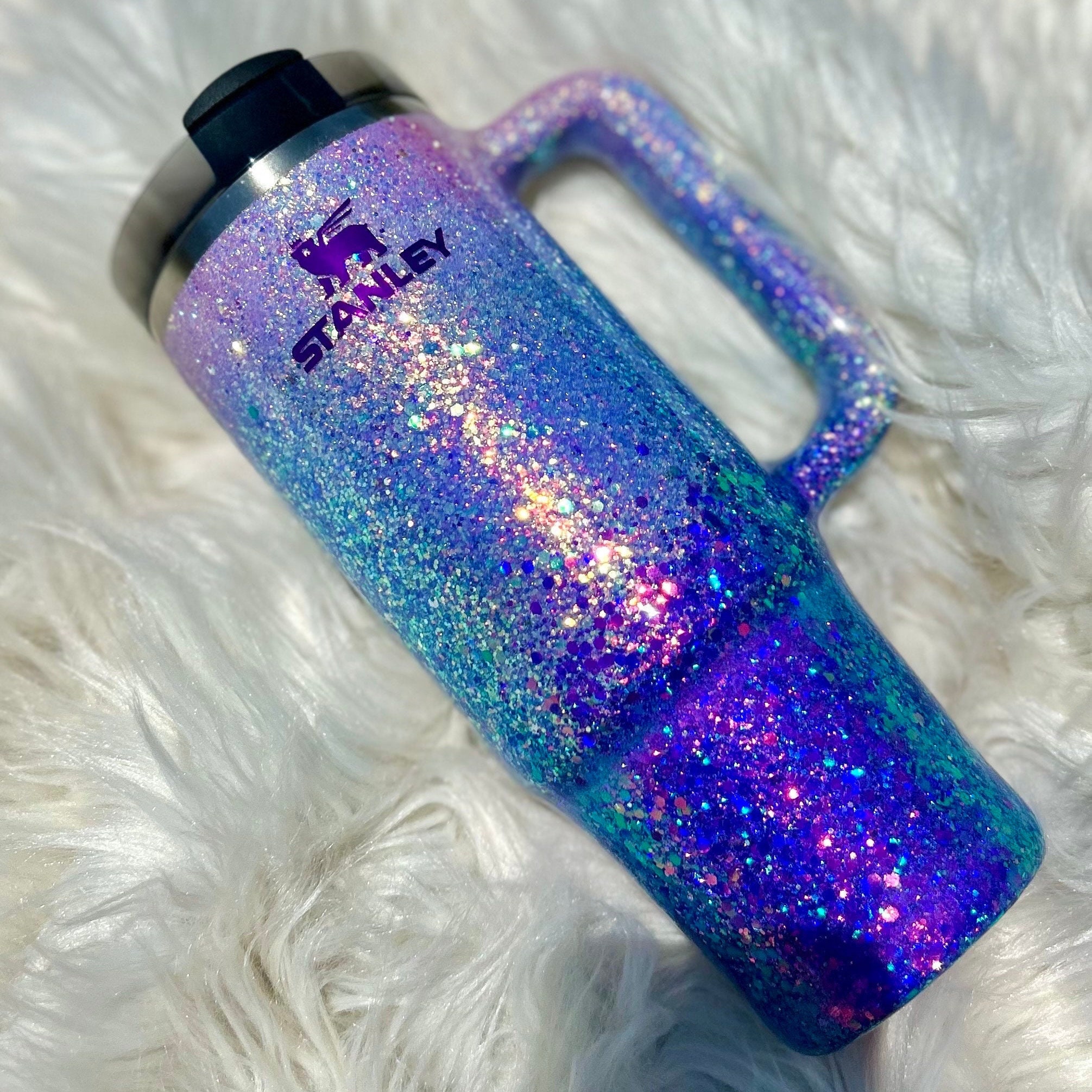 Purple Glitter 40 Oz Glitter Tumbler with handle | Stanley