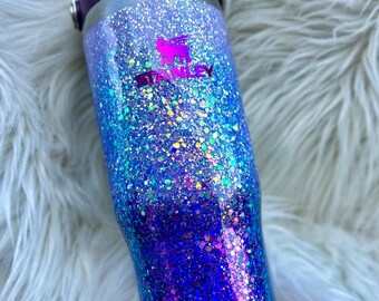 Dreamy Gradient Silicone Boot For Stanley 40oz & 30oz Tumblers - Metallic Shimmer Protective Sleeve (Violet Petal) - View #2