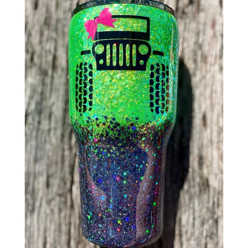 Jeep Glitter Tumbler Glittered Personalized Tumbler Etsy