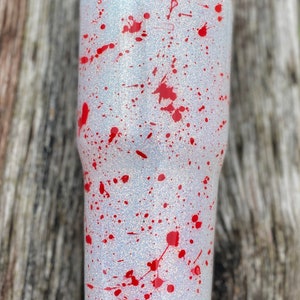Blood Splatter White Glitter Tumbler