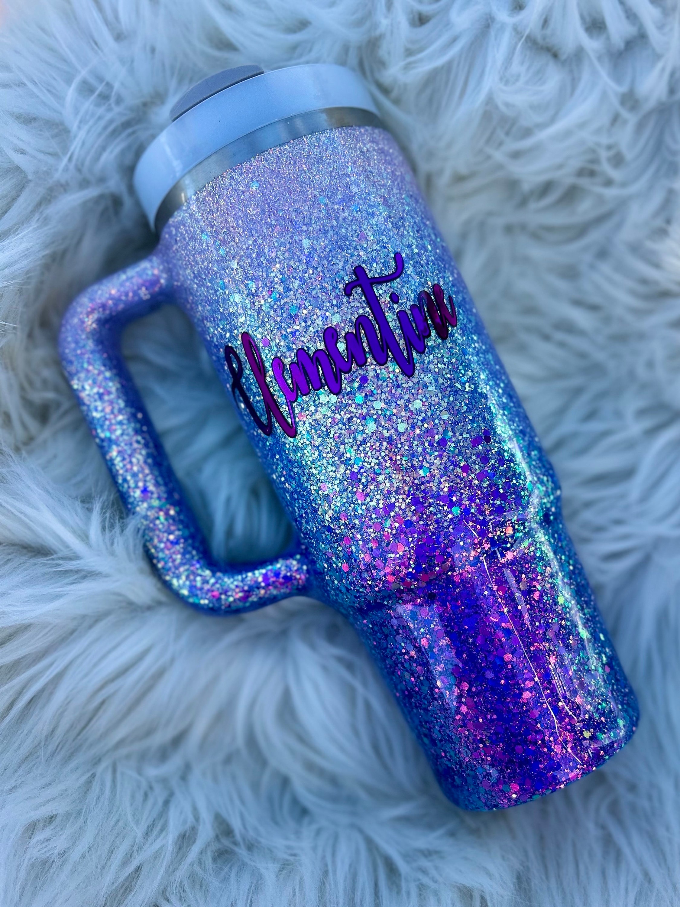 Purple Glitter 40 Oz Glitter Tumbler With Handle | Stanley - Etsy