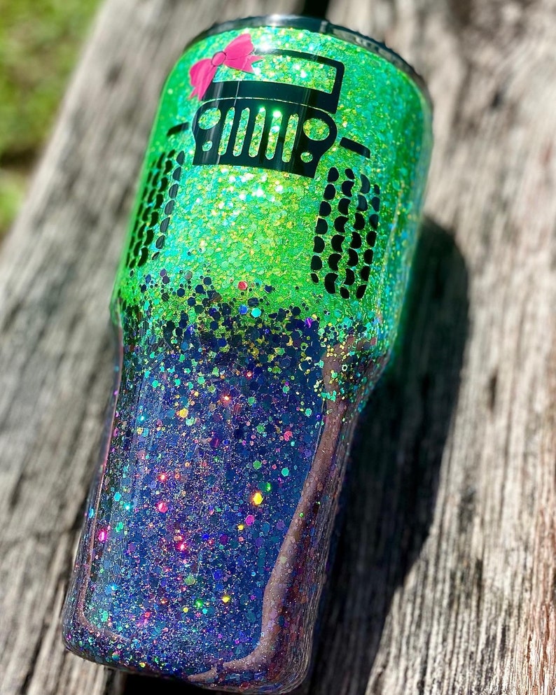 Jeep Glitter Tumbler Glittered Personalized Tumbler Etsy