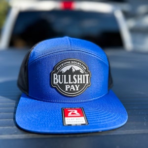 Heures supplémentaires pour Bull S hit Pay Casquette en cuir avec écusson en cuir gravé au laser Richardson Flatbill