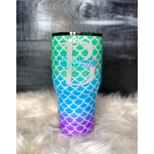 Mermaid Tumbler | Glitter Tumbler | Glitter Dipped Mermaid Scale Cup
