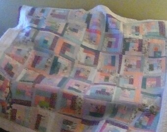 Handmade with love log cabin quilt