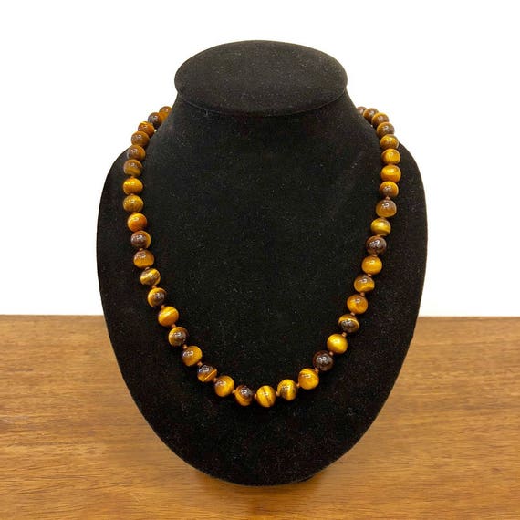8mm Tiger Eye Necklace for Men and Women Beaded N… - image 1