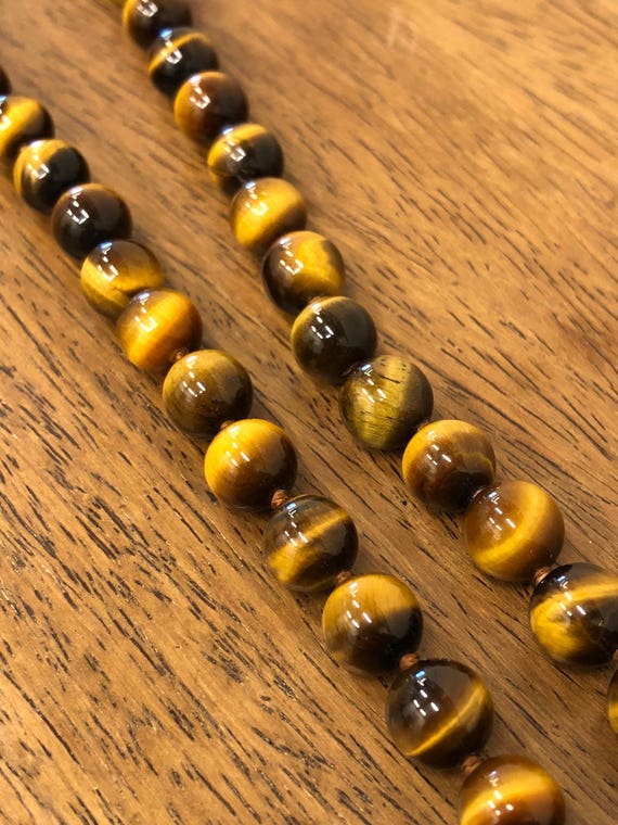 8mm Tiger Eye Necklace for Men and Women Beaded N… - image 5