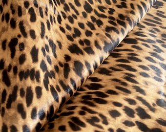 Brown Black Leopard Ponyskin, Calf Hair on Leather, DIY leather supplier, Leather hides for Sale, Genuine Italian Leather, Animal Prints
