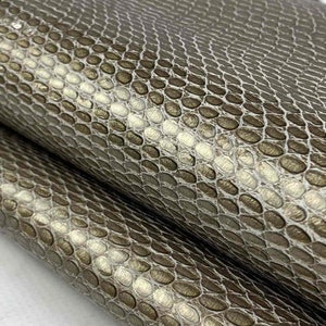 Bronze Glossy Snake Print Leather: Italian Calf Skin Hide