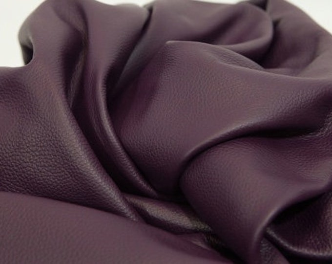 Pure Purple Embossed Upholstery leather, Dollaro Leather for furniture coverings, DIY leather hides, Genuine Italian Leather, Pebble Leather