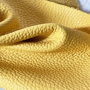 Yellow Textured Italian Cowhide Leather: Embossed Upholstery, Bags, Shoes