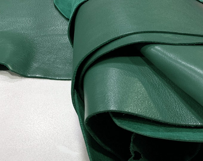 Green Smooth Leather Hide, Smooth Cowhide HalfHide, Genuine Italian premium quality leather, Green cowhide, Leather for bag making