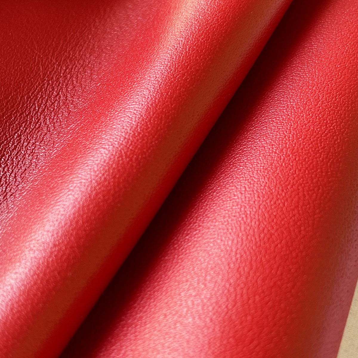 Ferrari Red Smooth Cowhide, Full Grain Leather, Genuine Italian Cow