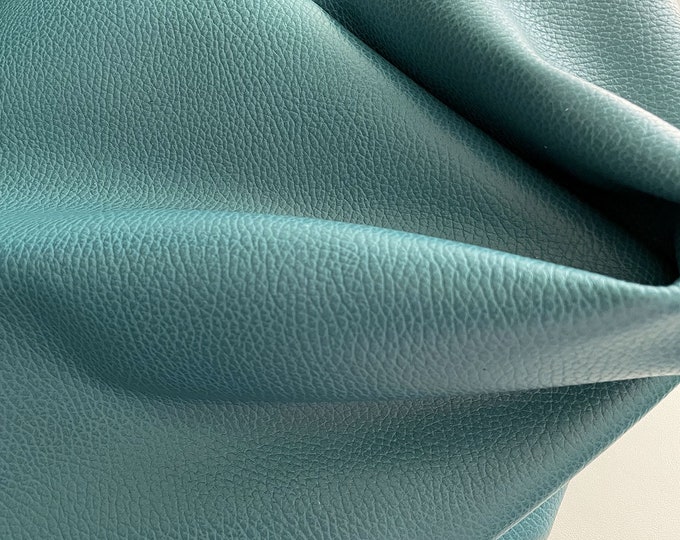 Teal textured Upholstery leather, Embossed Upholstery Cowhide, Dollaro Leather for furniture restorations, Car interiors, Leather bag making