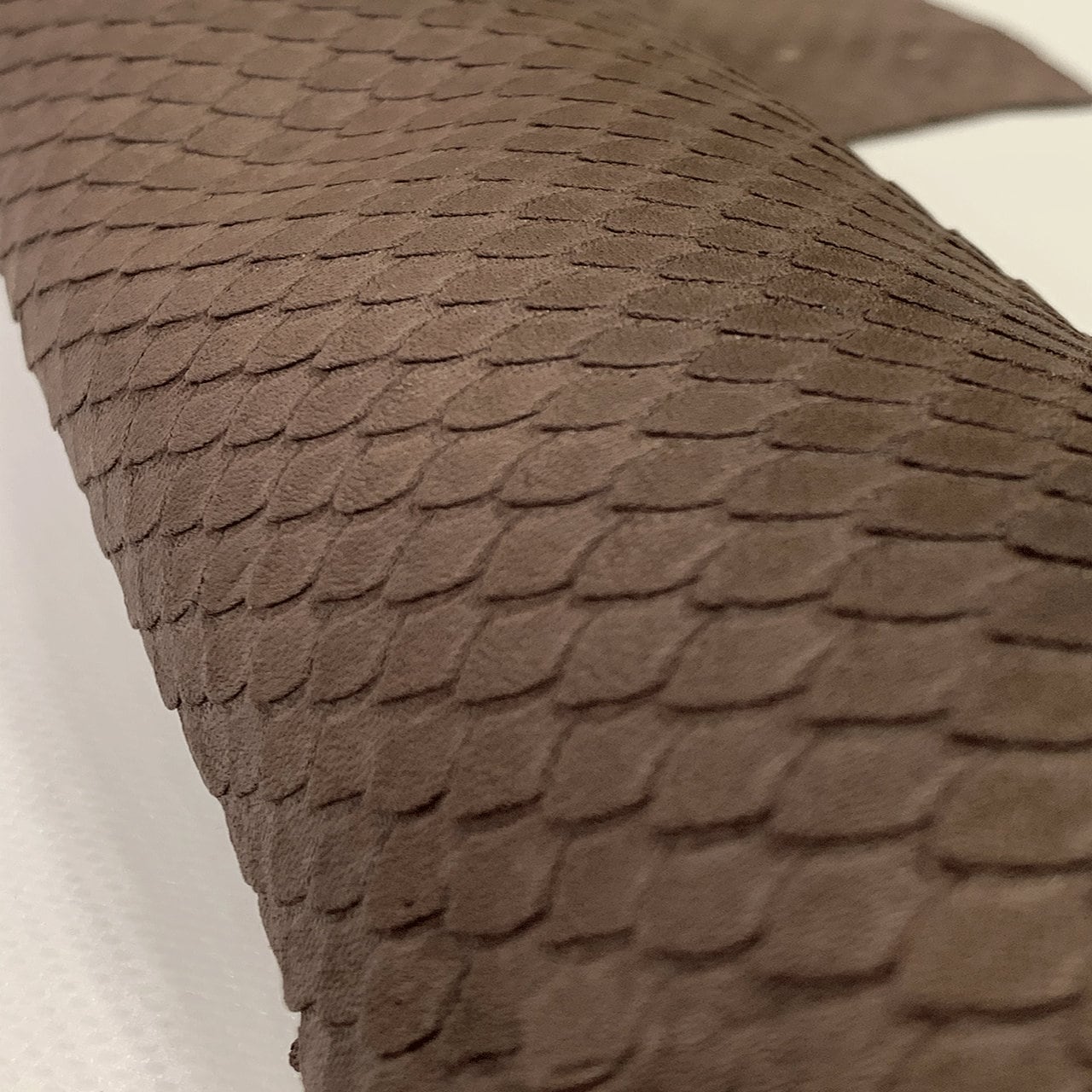 Brown fish leather for crafts in medium temper, exotic fish skin