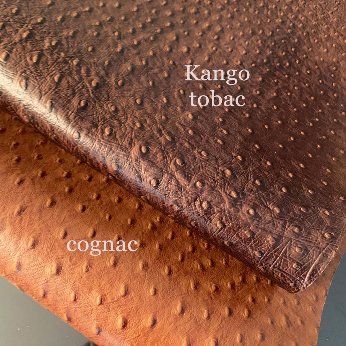 Ostrich Embossed Calfskin Leather Hides