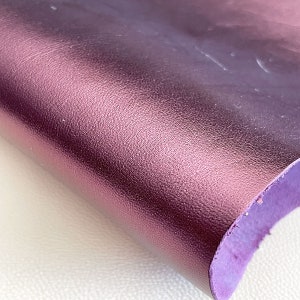 Lila Metallic Leder 5.50sqft, Metallic Ziegenfell für Basteln und DIY, Echtes italienisches Leder Zubehör, Glänzendes Leder, Premium Leder