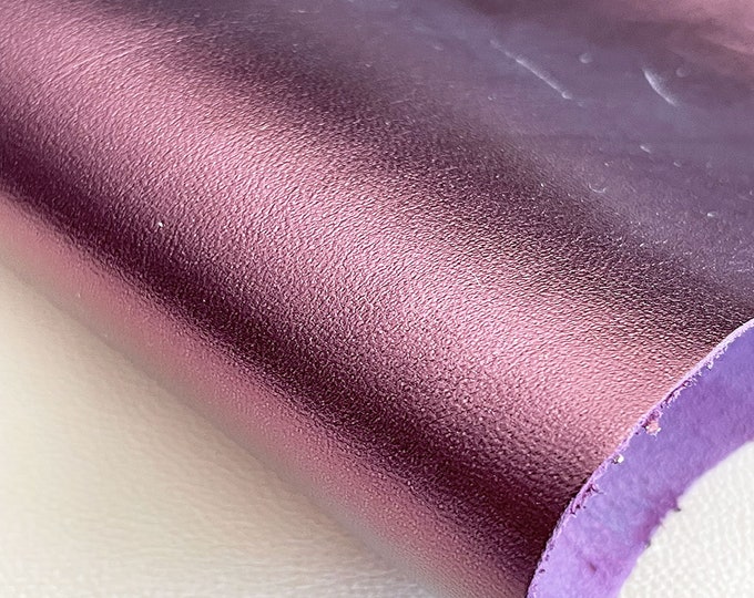 Purple Metallic Leather 5.50sqft, Metallic Goat Skin for Crafts and DIY, Genuine Italian Leather Supply, Shiny leather hide, Premium leather