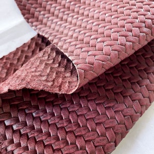 Bordeaux Woven Italian Calf Leather: Stamped Leather Hide