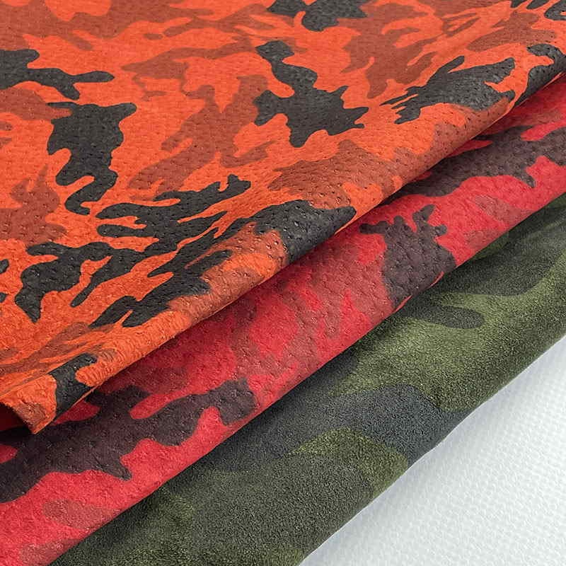 Orange Camouflage Print Leather, Pigskin, Italian leather, Camo print ...