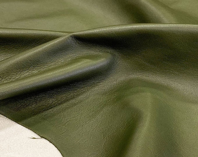 Italian Lambskin 5/8 hides, Olive Green Nappa Leather, Wholesale Leather Supply, Soft Leather for clothing and sewing, Leather Sales