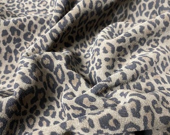 Gray Leopard Split Suede Leather, Calf skin Leather, Animal Prints for Crafts and DIY, Genuine Italian Leather for clothing and sewing