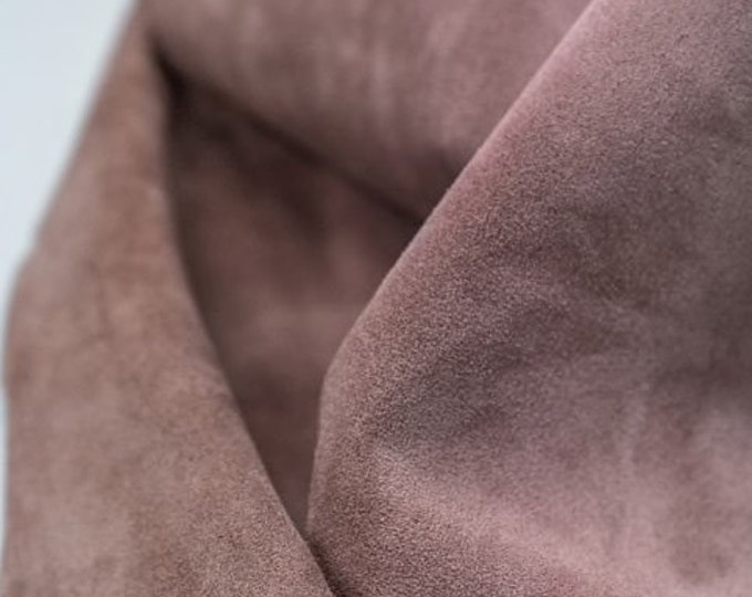 Split Suede Leather, Dusty Mauve Suede leather, Soft Italian Calf Suede leather For Bags and Shoes, Cowhide Suede Dusty Pink Leather