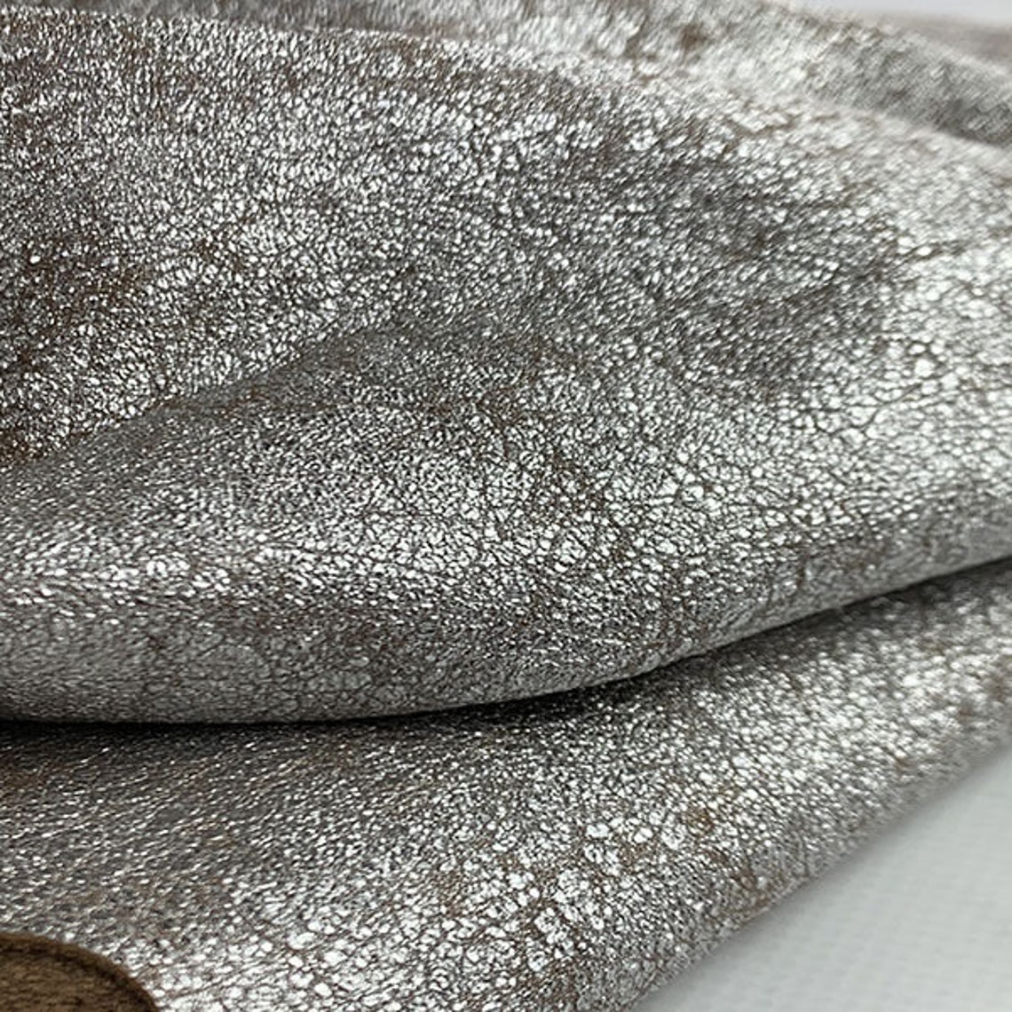 Silver Distressed Metallic Leather Leather supplier Genuine Etsy